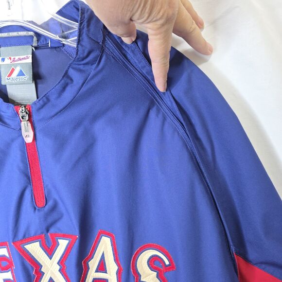 Majestic Texas Rangers Pullover Windbreaker Cool Base L Embroidered Logo Basebal - Picture 6 of 15